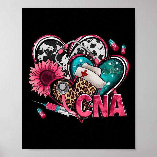 Affiche Cna Coeur rose Sunflower Conscience du cancer du s (Devant)