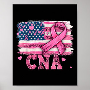 Affiche Cna Infirmer American Flag Pink Ribbon Cancer du s