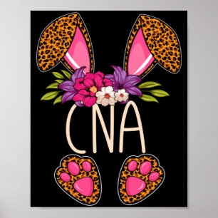 Affiche Cna Léopard Lapin Joyeux Dimanche de Pâques Œuf Pâ