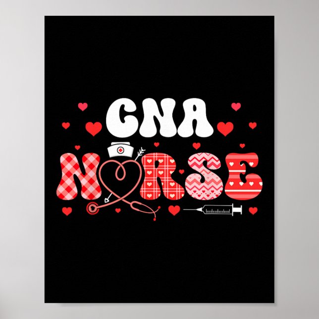 Affiche Cna Nurse Valentine's Day Hearts Matching Job Team (Devant)
