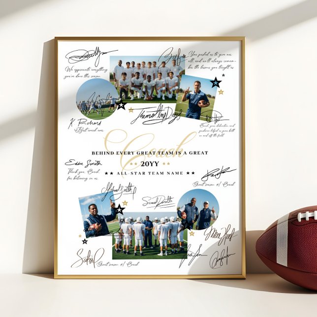 Affiche Coach Appreciation Collage Football Team Signature (Coach Appreciation Collage Football Team Signature Poster)