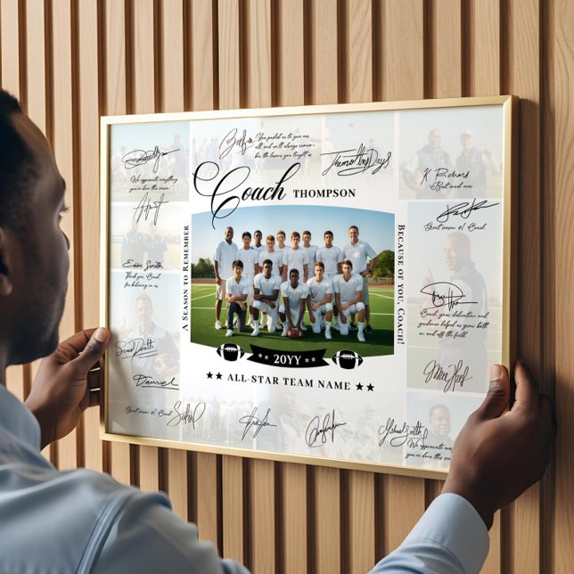 Affiche Coach Appreciation Collage Football Team Signature (Coach Appreciation Collage Football Team Signature Poster)