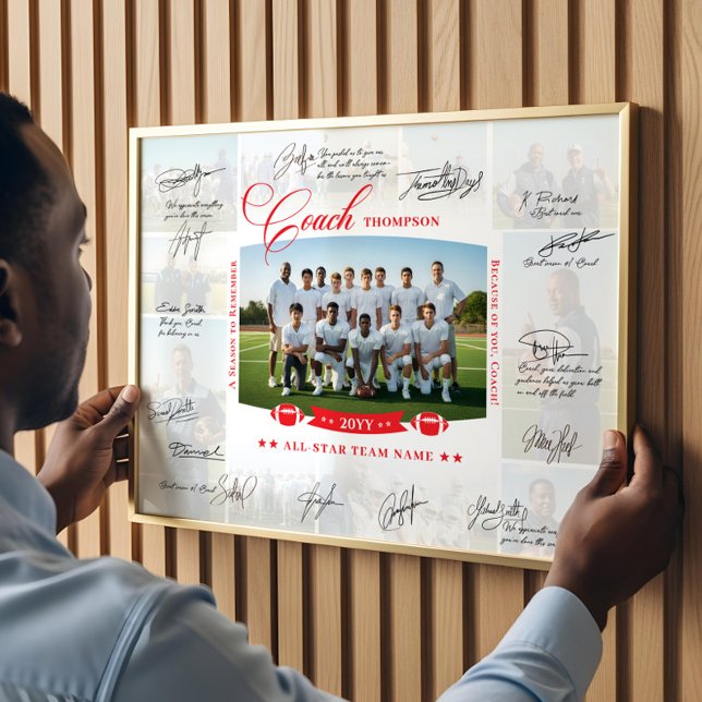 Affiche Coach Appreciation Collage Football Team Signature (Coach Appreciation Collage Football Team Signature Poster)