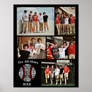 Affiche Coach baseball Photo Collage Nom de l'équipe #