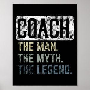 Affiche Coach Man Myth Légende Bysketbyll Pe Soccer Footby