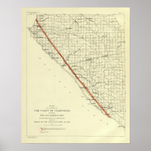 Affiche Coast of California showing San Andreas Rift