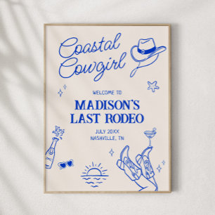 Affiche Coastal Cowgirl Bachelorette Téléchargeable Bienve