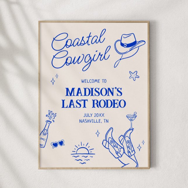 Affiche Coastal Cowgirl Bachelorette Téléchargeable Bienve (Créateur téléchargé)