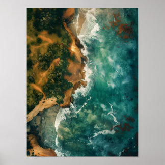 Affiche Coastal Landscape Print Download, Aerial Ocean Pri