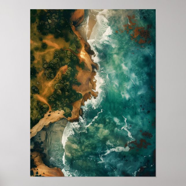 Affiche Coastal Landscape Print Download, Aerial Ocean Pri (Devant)