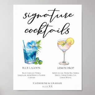 Affiche Coastal Mariage Signature Cocktails Menu