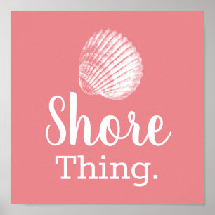 Affiche Coastal Seashell Shore Thé Coral Rose
