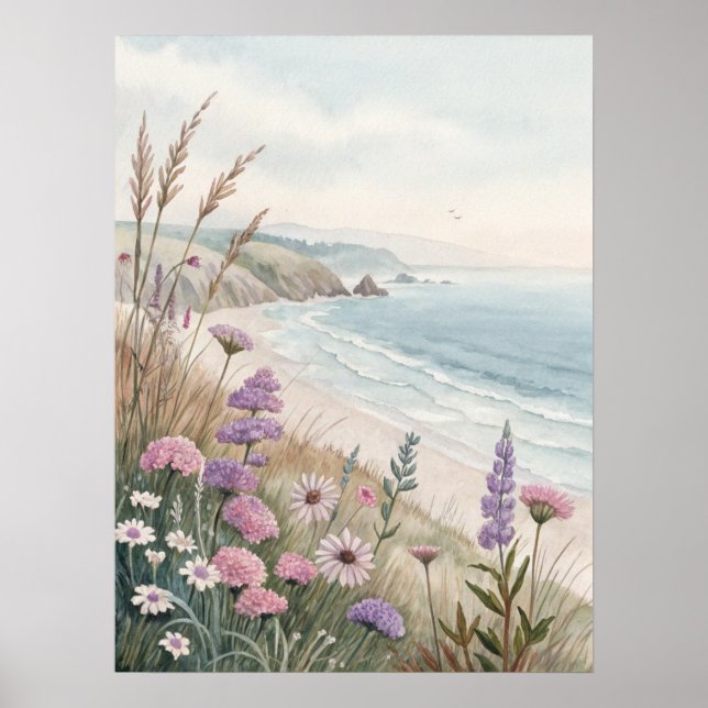 Affiche Coastal Wildflower Beach (Devant)