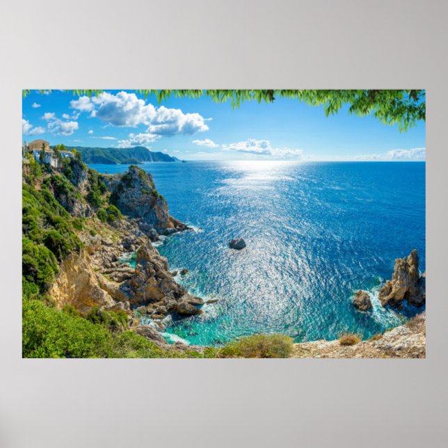 Affiche Coastline | Palaiokastritsa, Corfu, Greece (Devant)