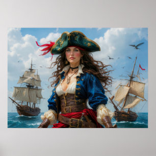 Affiche Cobalt Kate - Capitaine pirate féminine à haut con