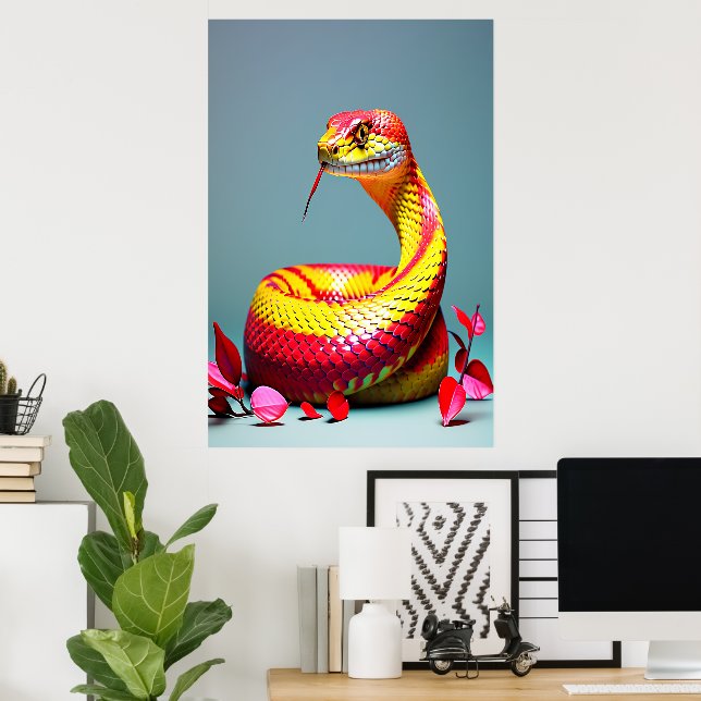Affiche Cobra serpent avec des écailles rouges et jaunes v (Bureau à domicile)