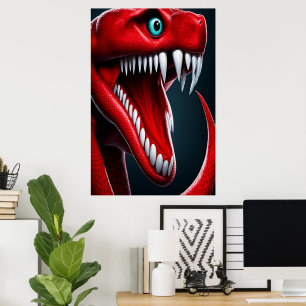 Affiche Cobra serpent avec des écailles rouges vibrantes e