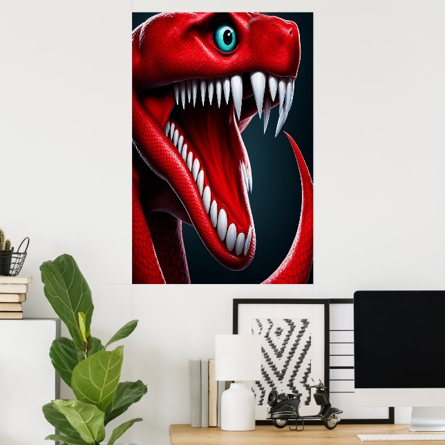 Affiche Cobra serpent avec des écailles rouges vibrantes e (Bureau à domicile)