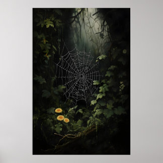 Affiche Cobwebs In Dark Woods Wall Print, Spider Webs In