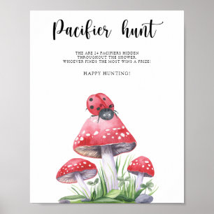 Affiche Coccinelle - chasse à la tétine jeu de baby shower