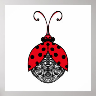 Affiche Coccinelle enchevêtrement de lignes