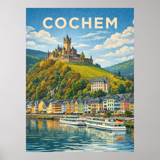 Affiche Cochem Allemagne Voyage Vintage (Devant)
