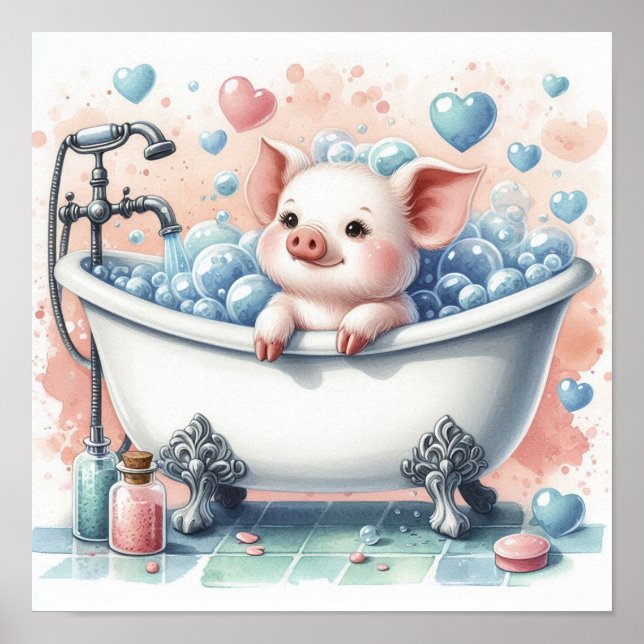 Affiche Cochon au bain moussant (Devant)