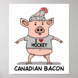 Affiche Cochon de bacon canadien drôle et mignon