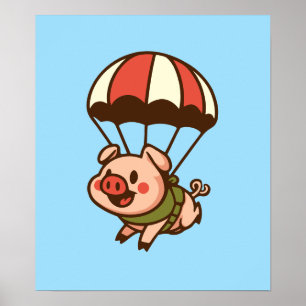 Affiche Cochon de parachutisme