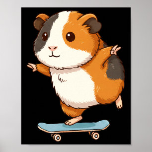 Affiche Cochon d'Inde G Skateur Planche à Roulettes Baller