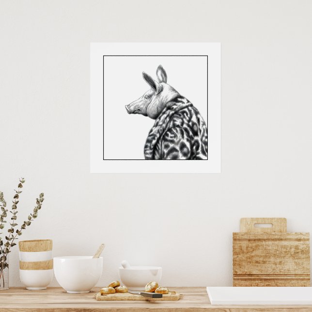 Affiche Cochon en fourrure Jaguar (Neige) (Cuisine)