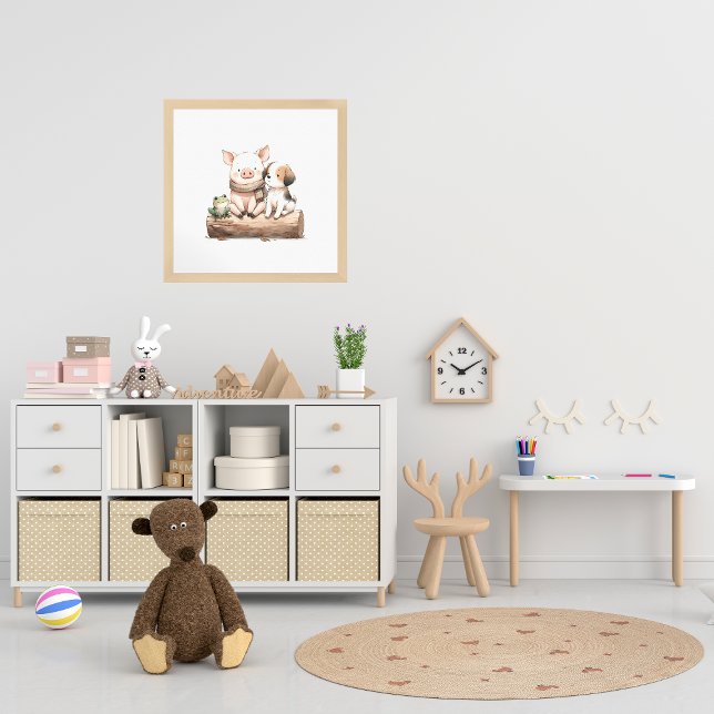 Affiche Cochon. Grenouille & Chien sur un journal ! Nourri (Créateur téléchargé)