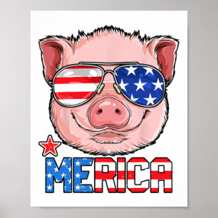 Affiche Cochon Merica 4 juillet T Chemise Filles Enfants A