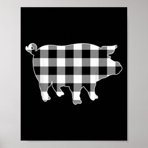 Affiche Cochon noir & amp; blanc Buffalo plaqué Joyeux Chr