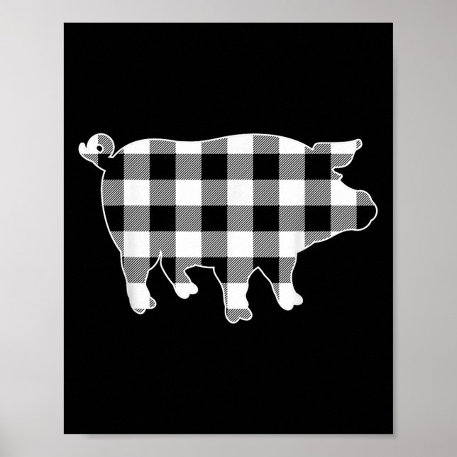 Affiche Cochon noir & amp; blanc Buffalo plaqué Joyeux Chr (Devant)