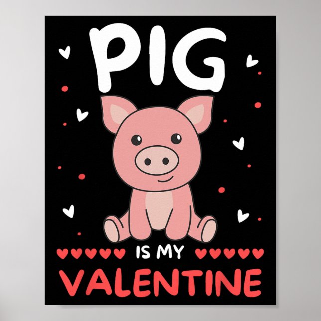 Affiche Cochon pour la Saint-Valentin mignons animaux coch (Devant)