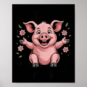 Affiche Cochon Rose Drôle Sauvage Pour Jésus Mème Mignon C