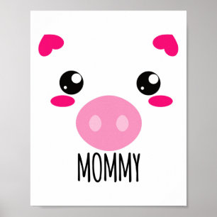 Affiche Cochon Visage Kawaii Costume Halloween pour maman 
