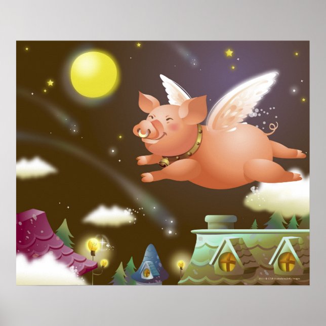 Affiche Cochon volant dans le ciel (Devant)