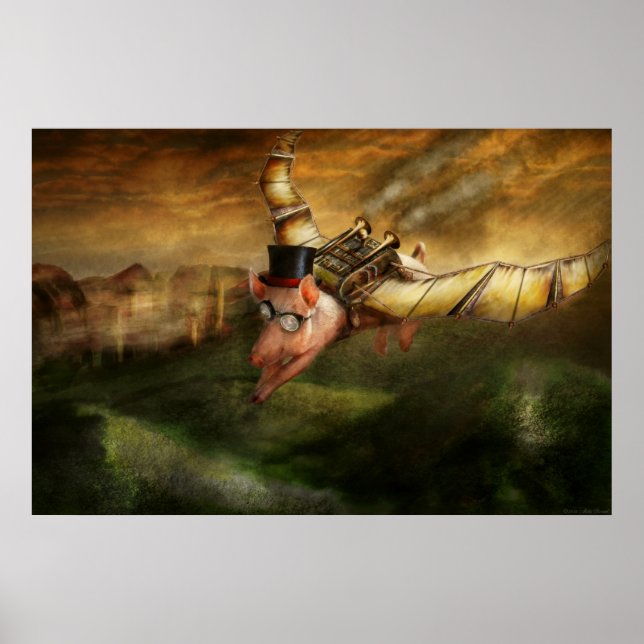 Affiche Cochon Volant - Steampunk - Le porc volant (Devant)