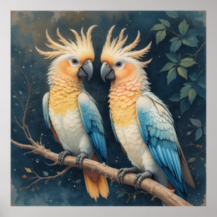 Affiche Cockatoo Parrot Couple