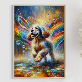 Affiche Cocker coloré Spaniel Rainbow Splatter personnalis