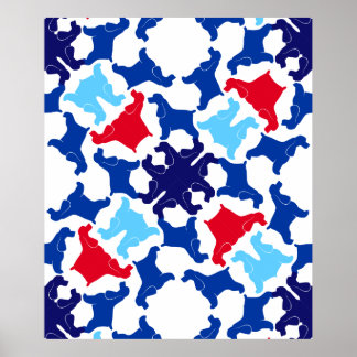 Affiche Cocker Spaniel bleu et rouge