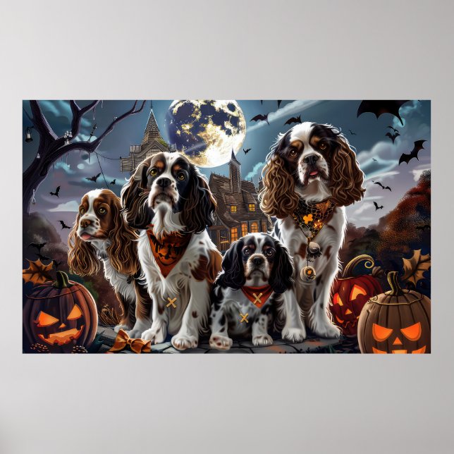 Affiche Cocker Spaniel Halloween Éffrayant (Devant)