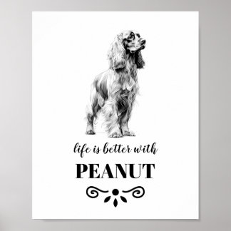 Affiche Cocker Spaniel Life est meilleur avec Custom Dog N
