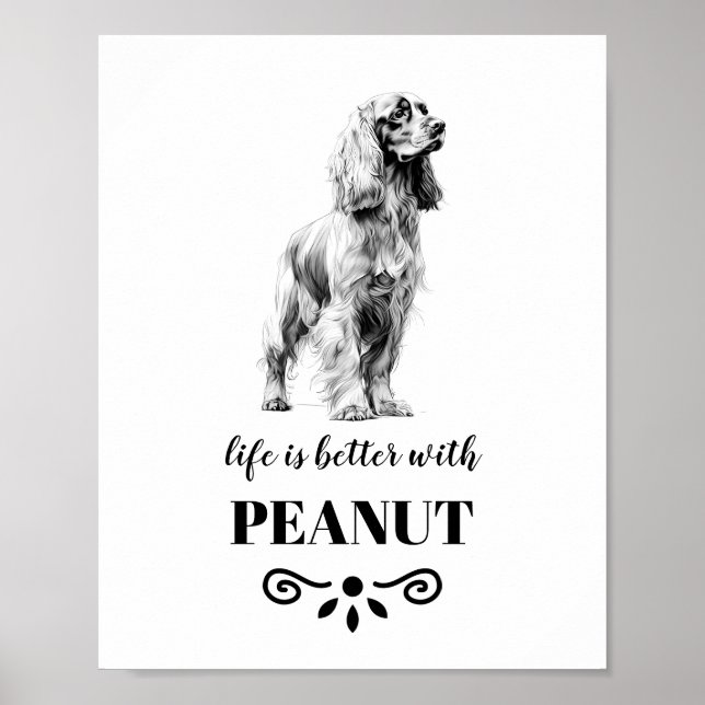 Affiche Cocker Spaniel Life est meilleur avec Custom Dog N (Devant)