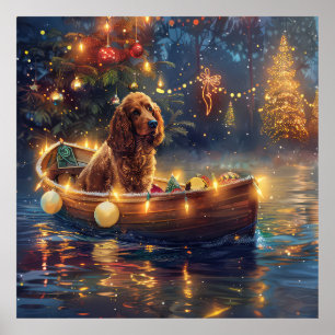 Affiche Cocker Spaniel Noël Festive Voyage