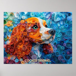Affiche Cocker Spaniel Quilling Art Chien Portrait