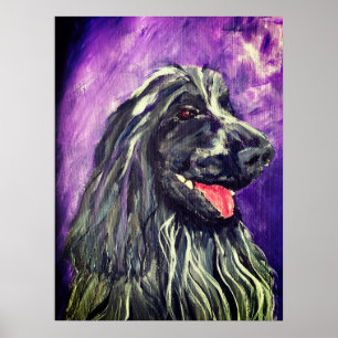 Affiche Cocker Spaniel Roan bleu peint