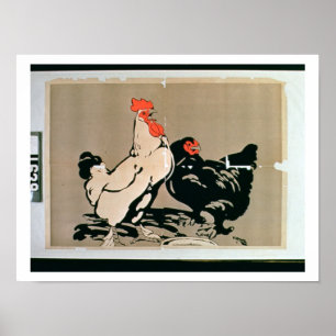 Affiche Cockerel et Hen (litho couleur)